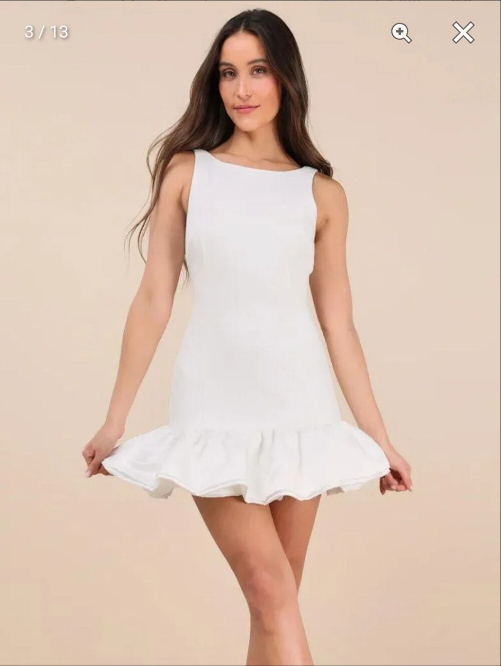 Lulus Sleeveless White Ruffle-Hem Mini Dress